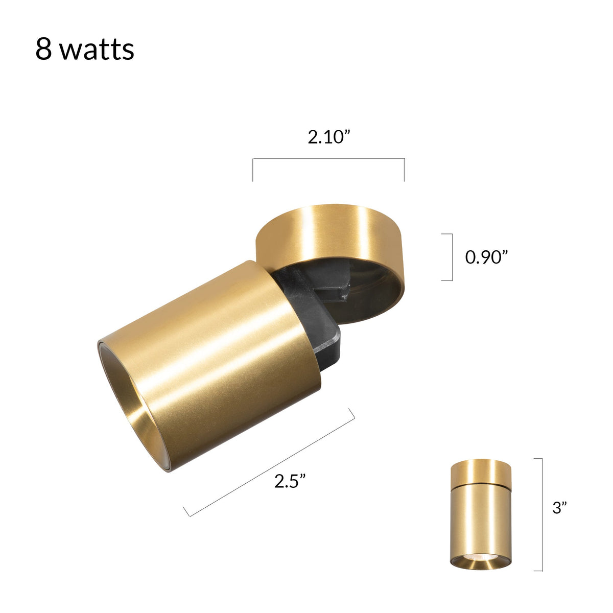 Veyron Brass Adjustable LED Spot Light size 8W