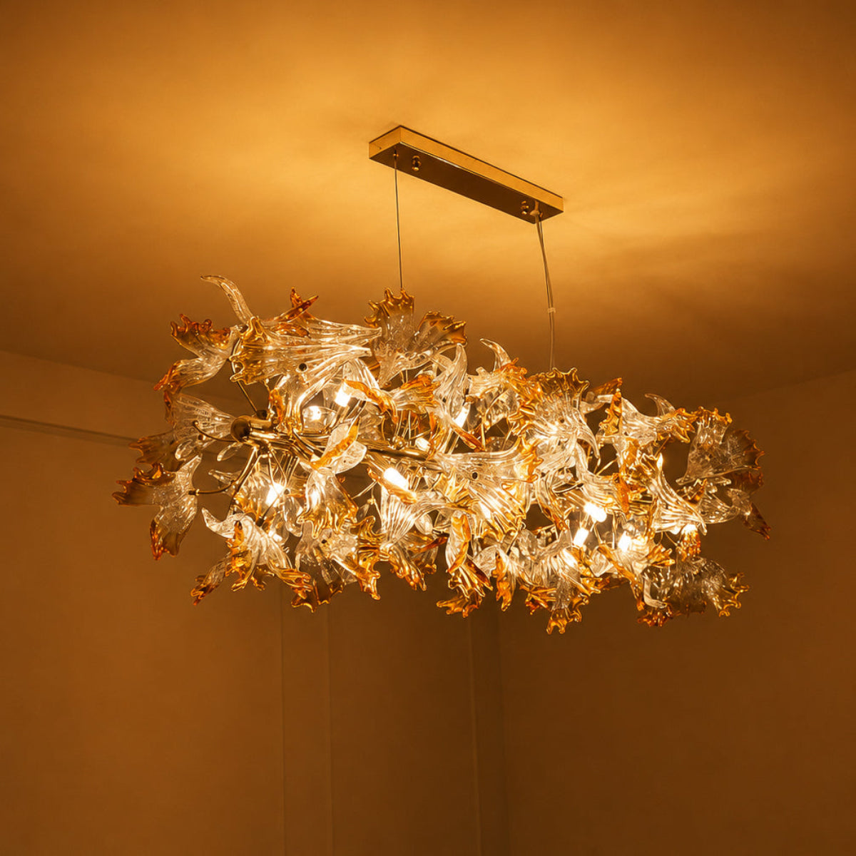 Buy Golden Rose Long LED Chandelier Online