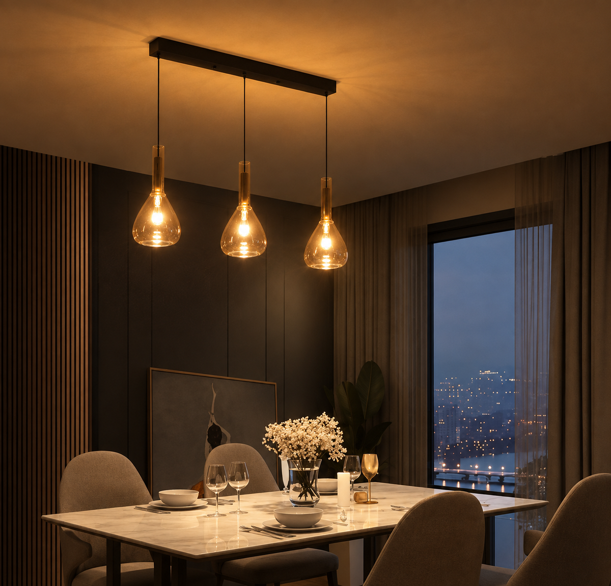 Buy Neptune 3 Light LED Chandelier Dining Area