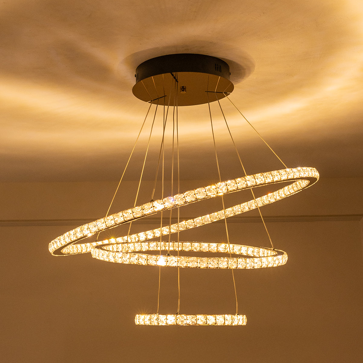 Baga Crystal Smart Dimmable Remote LED Chandelier Living Room