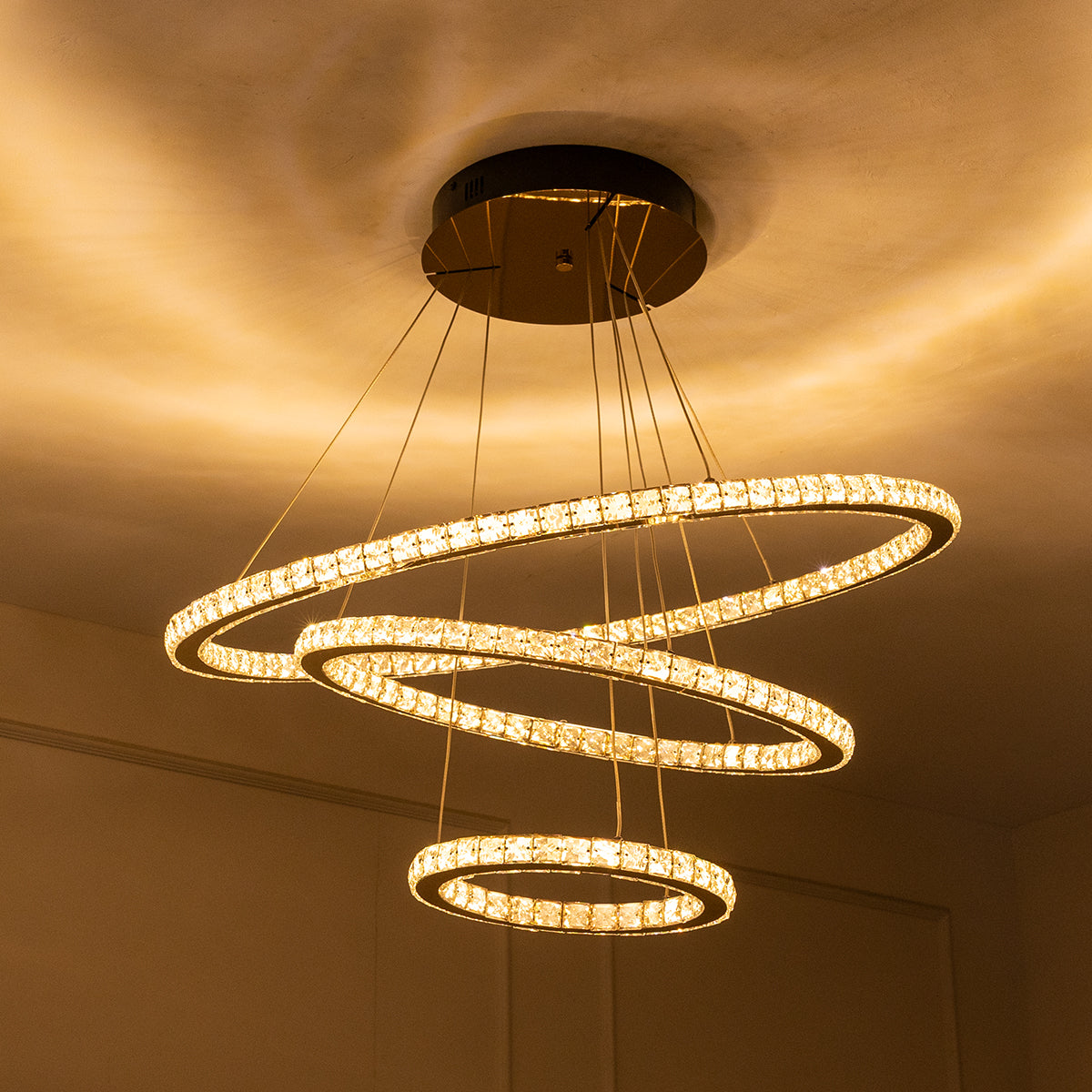 Baga Crystal Smart Dimmable Remote LED Chandelier home bangalore