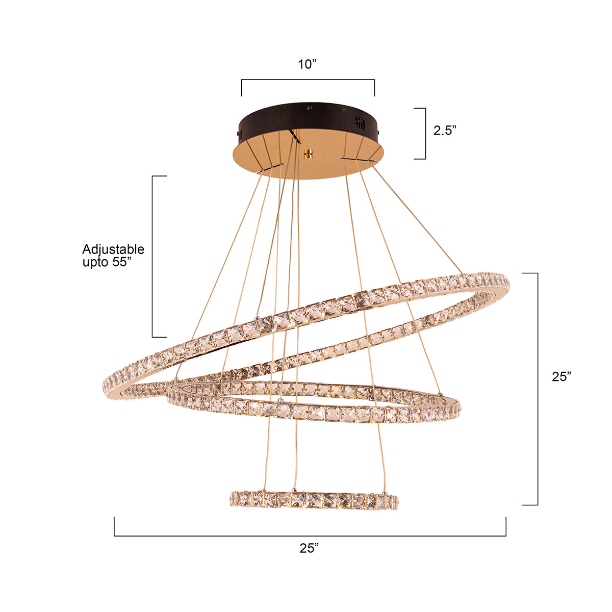 Baga Crystal Smart Dimmable Remote LED Chandelier size