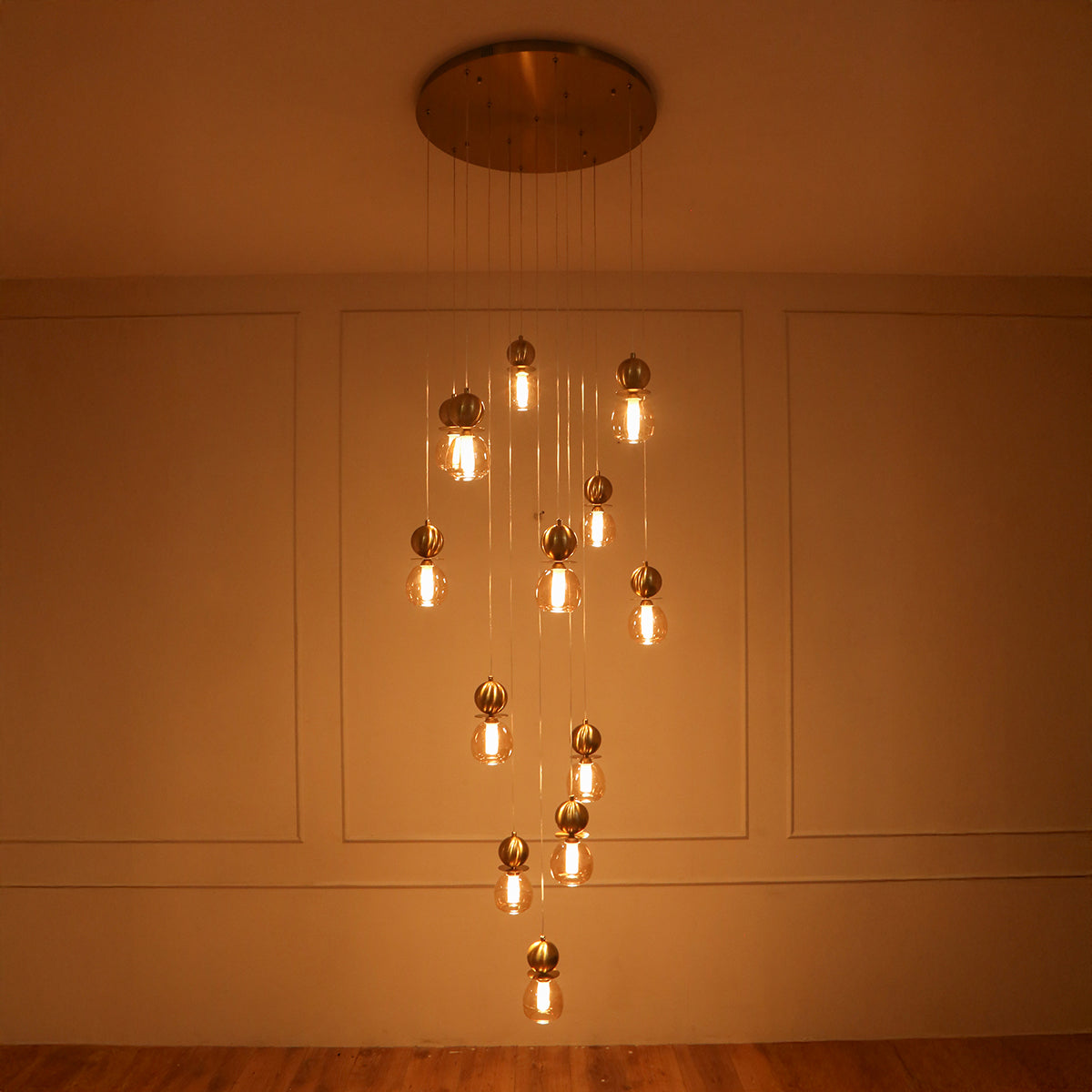 Beautiful Day Brass Double Height LED Chandelier