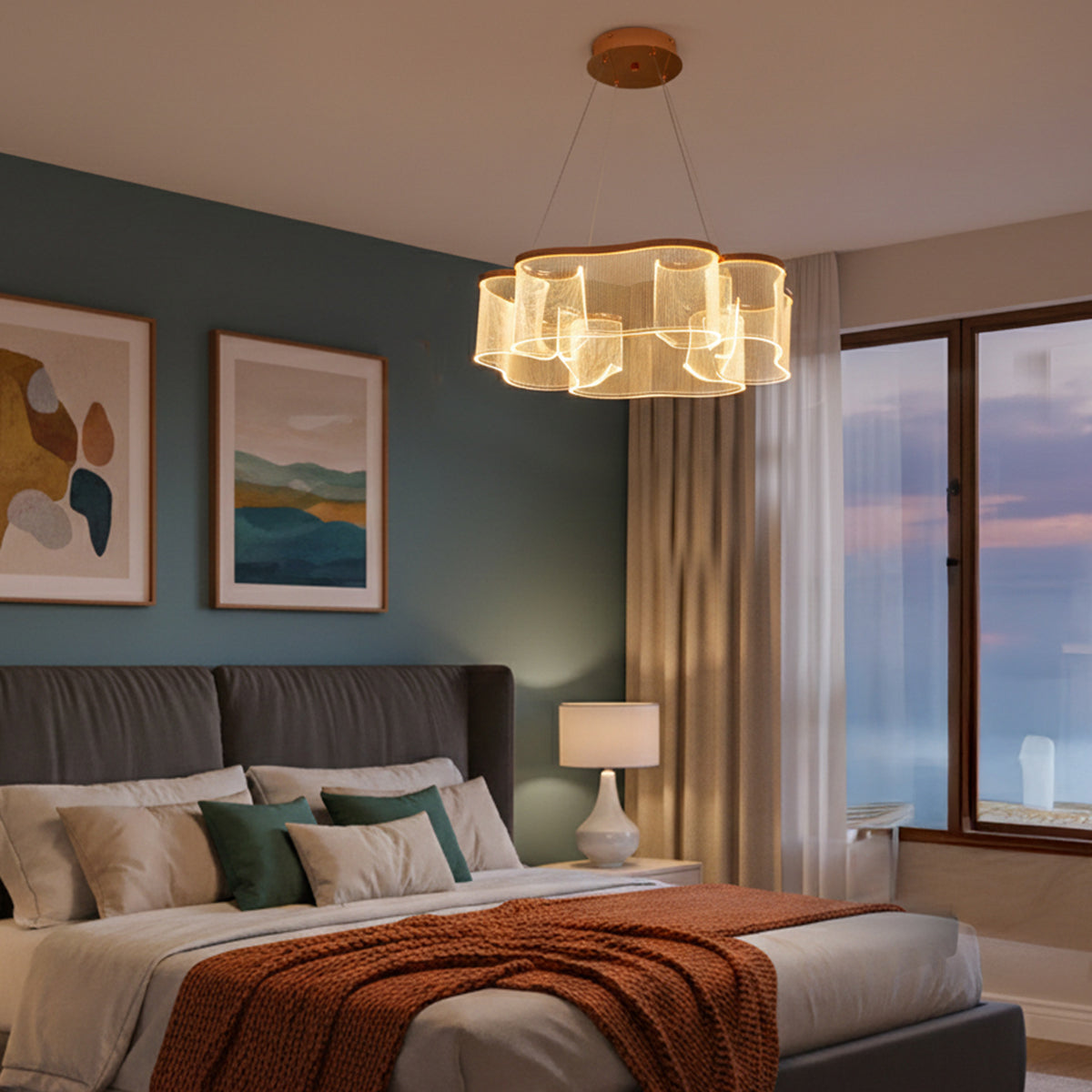 Buy Amara Glass Long LED Pendant Light bedroom