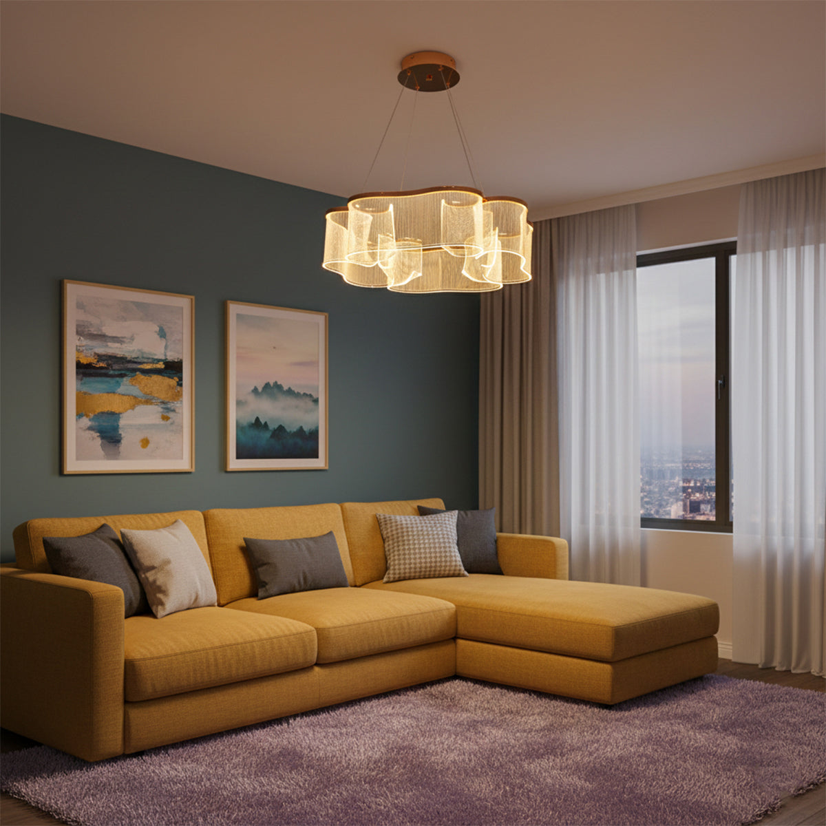 Buy Amara Glass Long LED Pendant Light livingroom