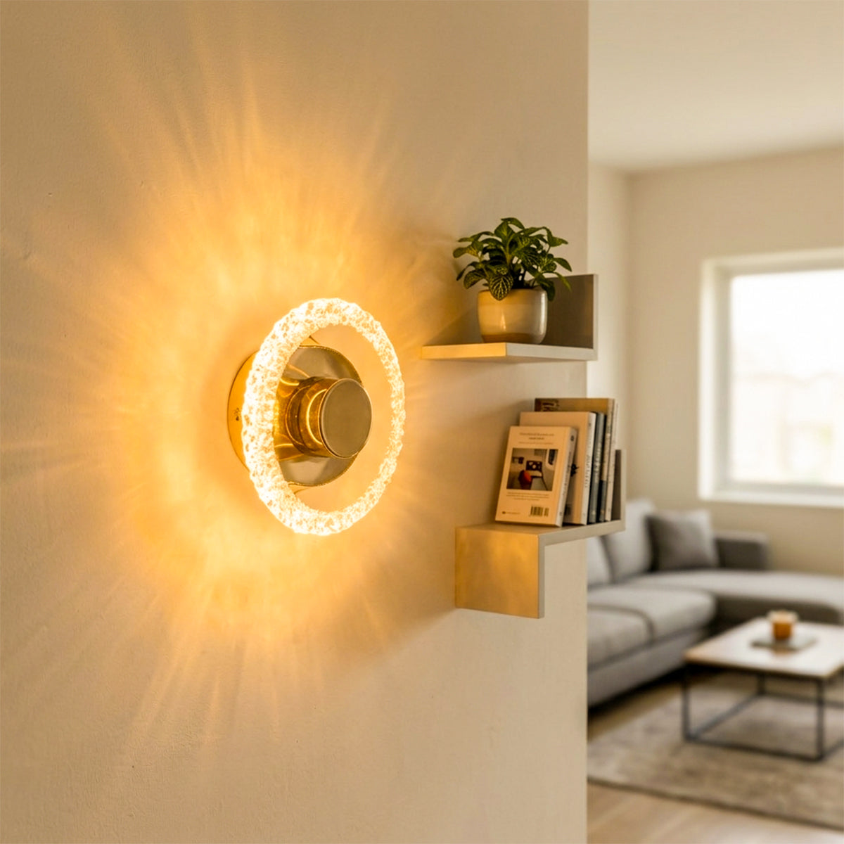 Buy Athena Round Crystal LED Wall Light bedroom