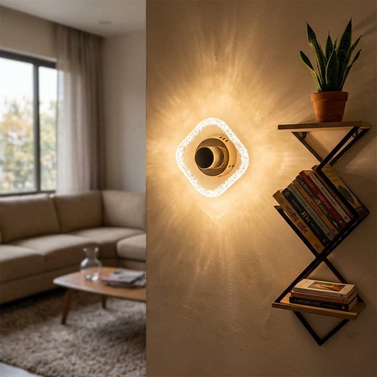 Buy Athena Square Crystal LED Wall Light livingroom