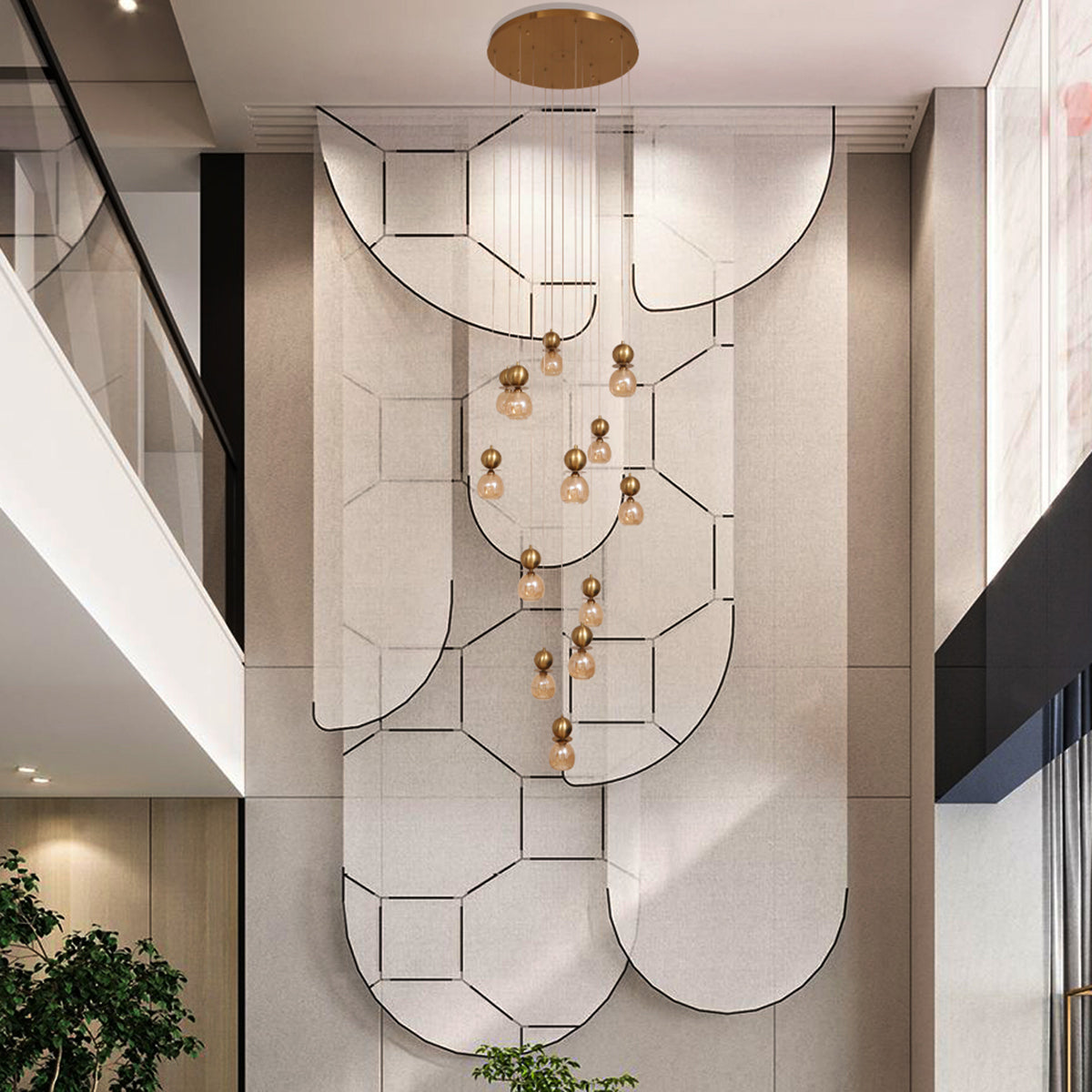 Beautiful Day Brass Double Height LED Chandelier