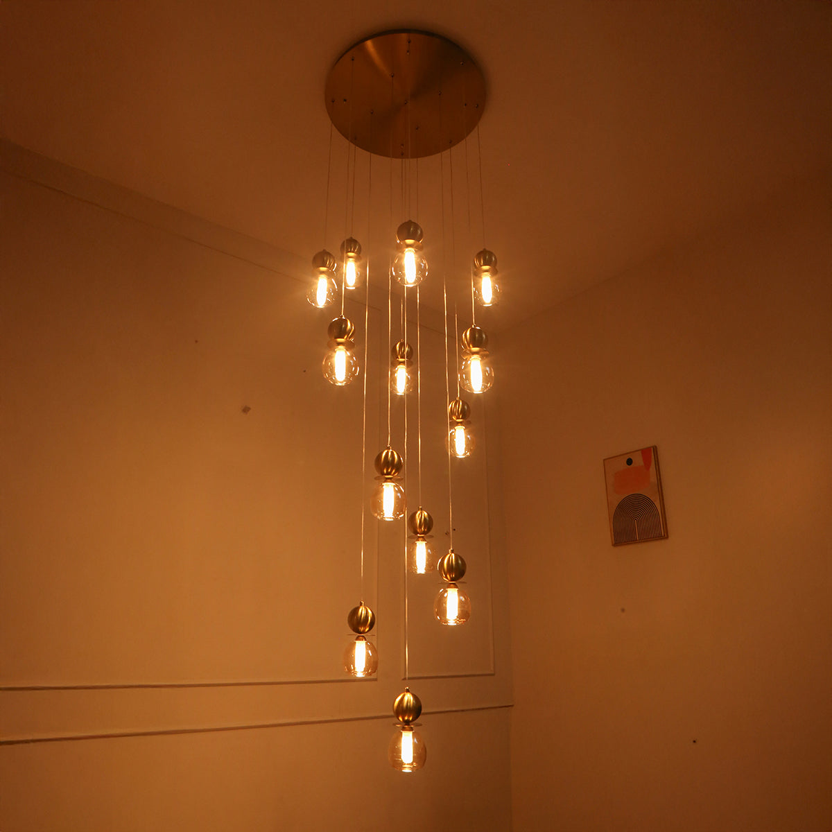 Beautiful Day Brass Double Height LED Chandelier