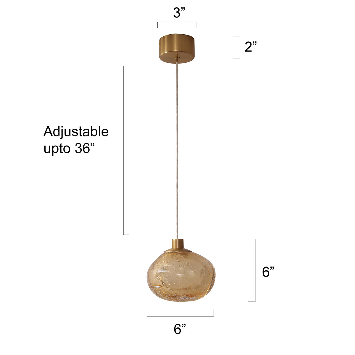 Buy Blown Glass Amber LED Pendant Light Living Room