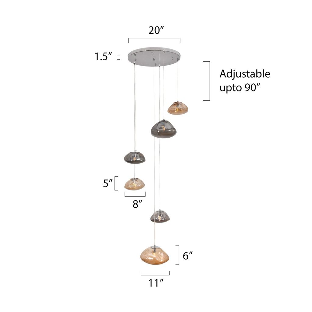 Blown Glass Double Height LED Chandelier For Stairs | Light & Living