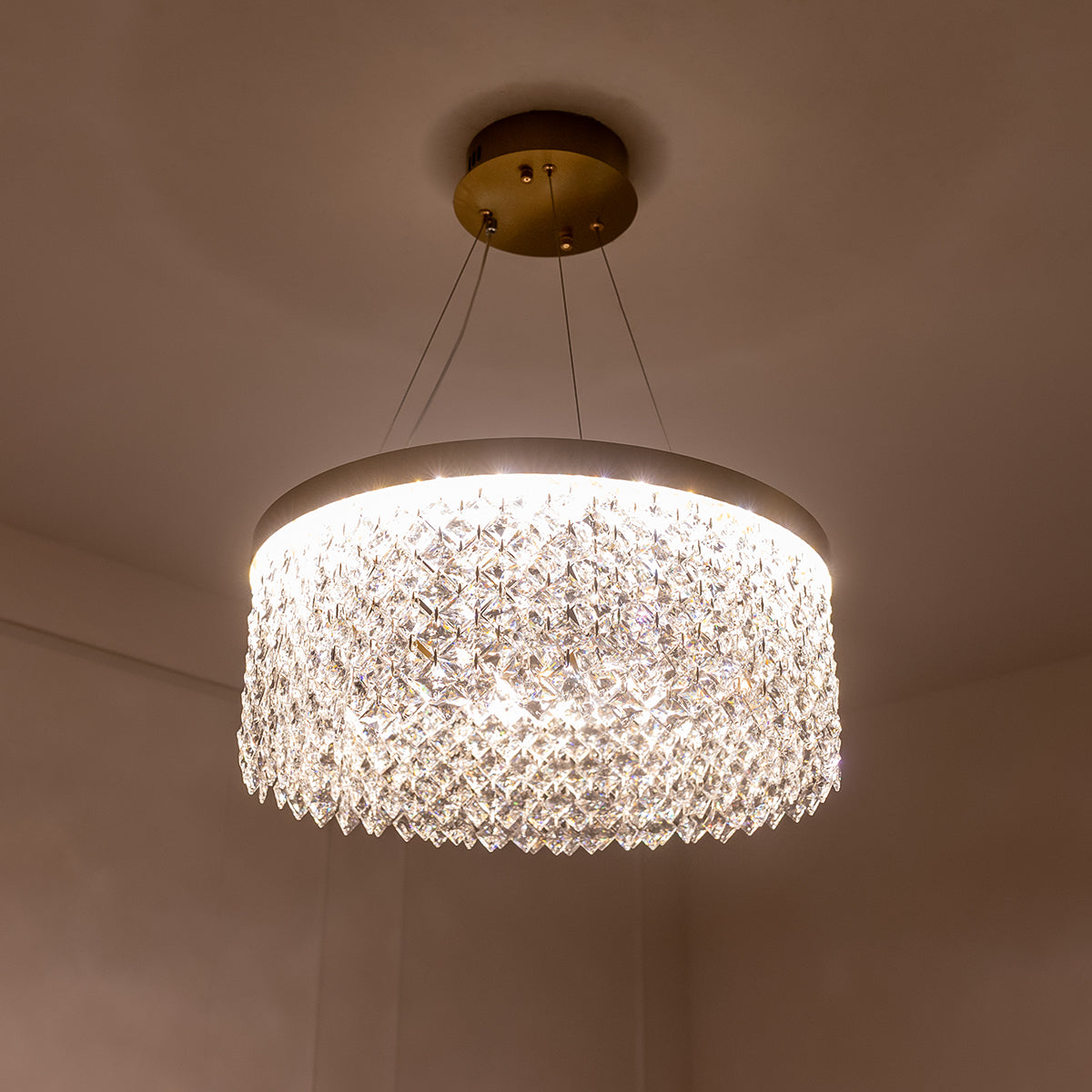 Buy Crystal Lake 500mm Dimmable_Remote LED Chandelier bangalore online