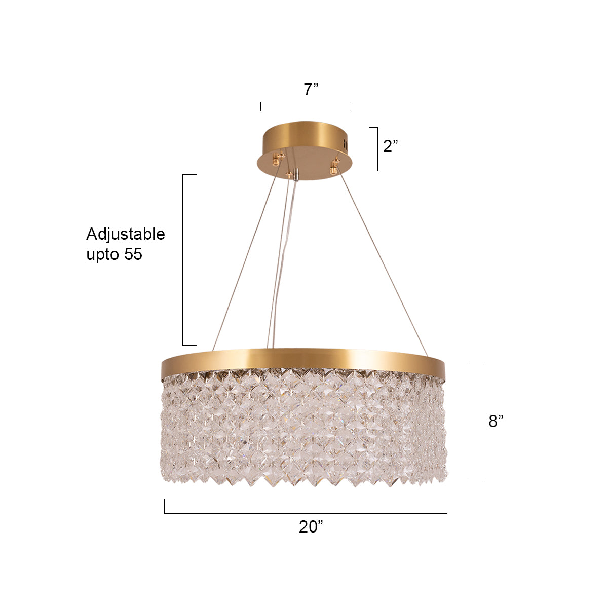 Buy Crystal Lake 500mm Dimmable_Remote LED Chandelier size