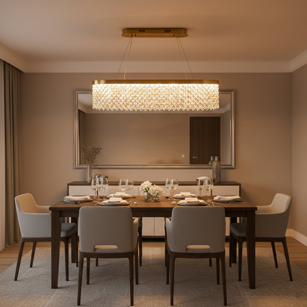 Buy Crystal Lake Long Dimmable Remote LED Chandelier Interior Lights