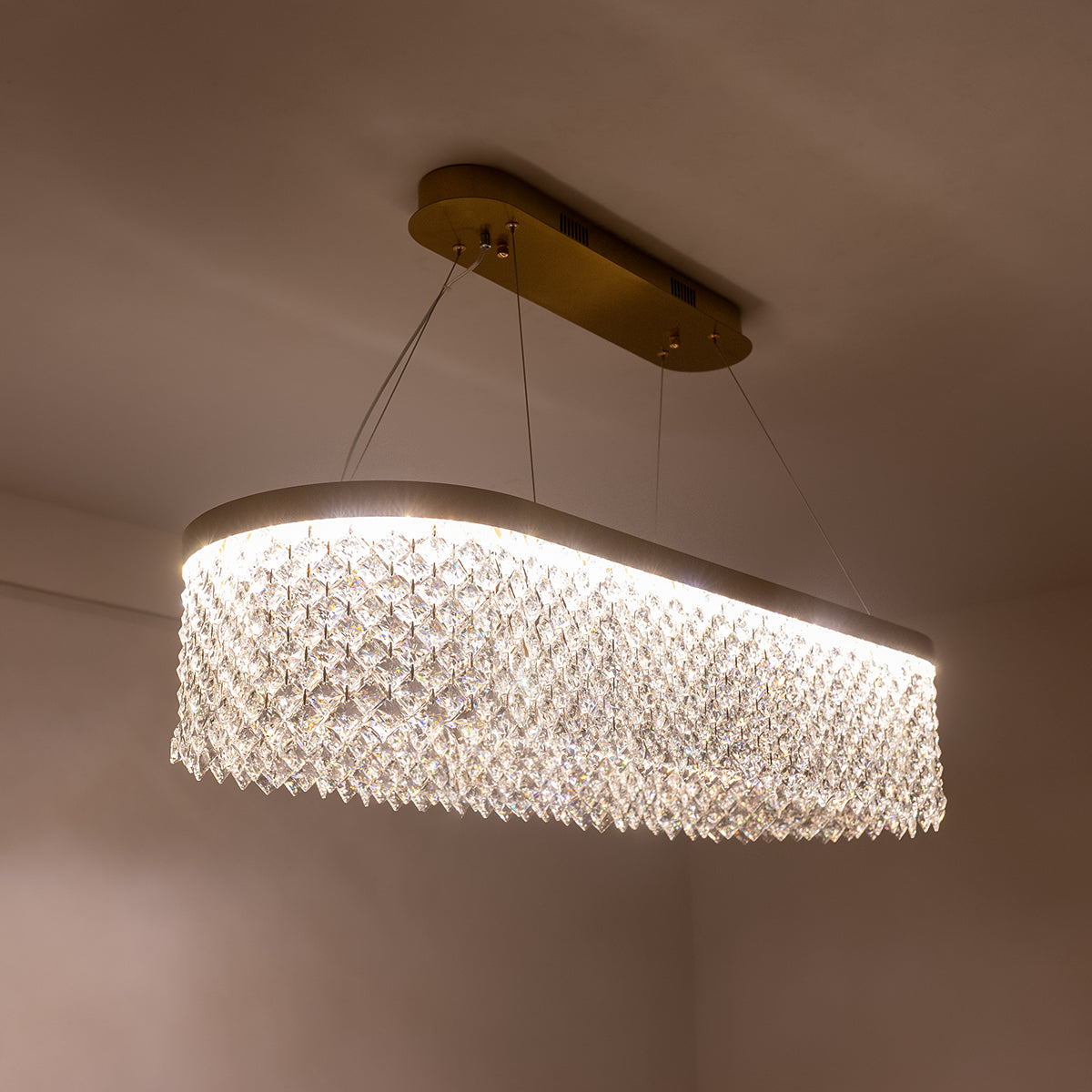 Buy Crystal Lake Long Dimmable Remote LED Chandelier Interior home