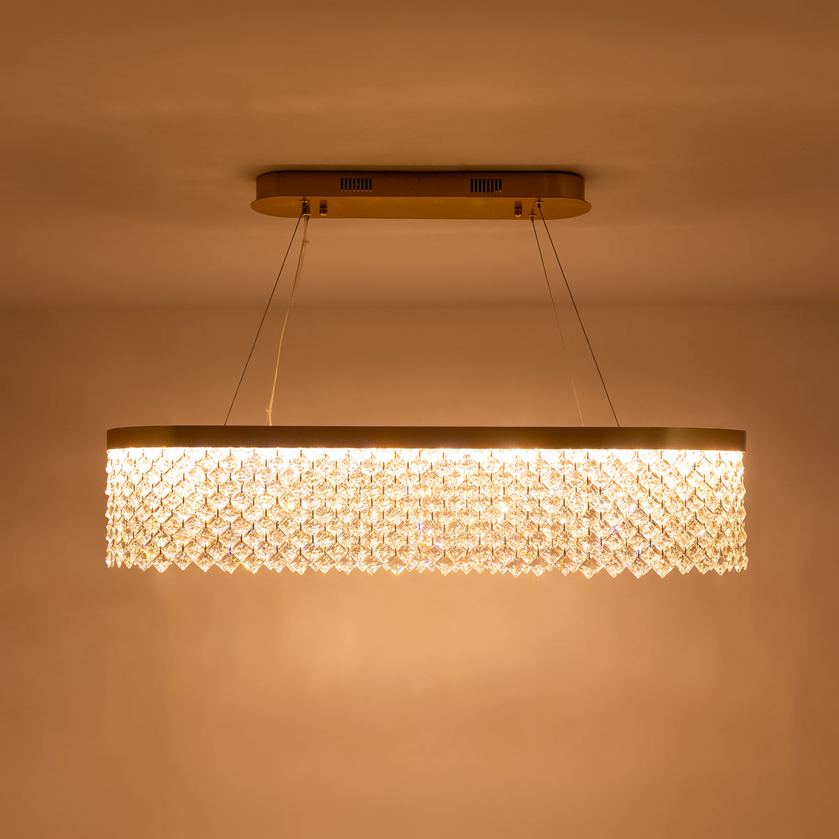 Buy Crystal Lake Long Dimmable Remote LED Chandelier diningroom