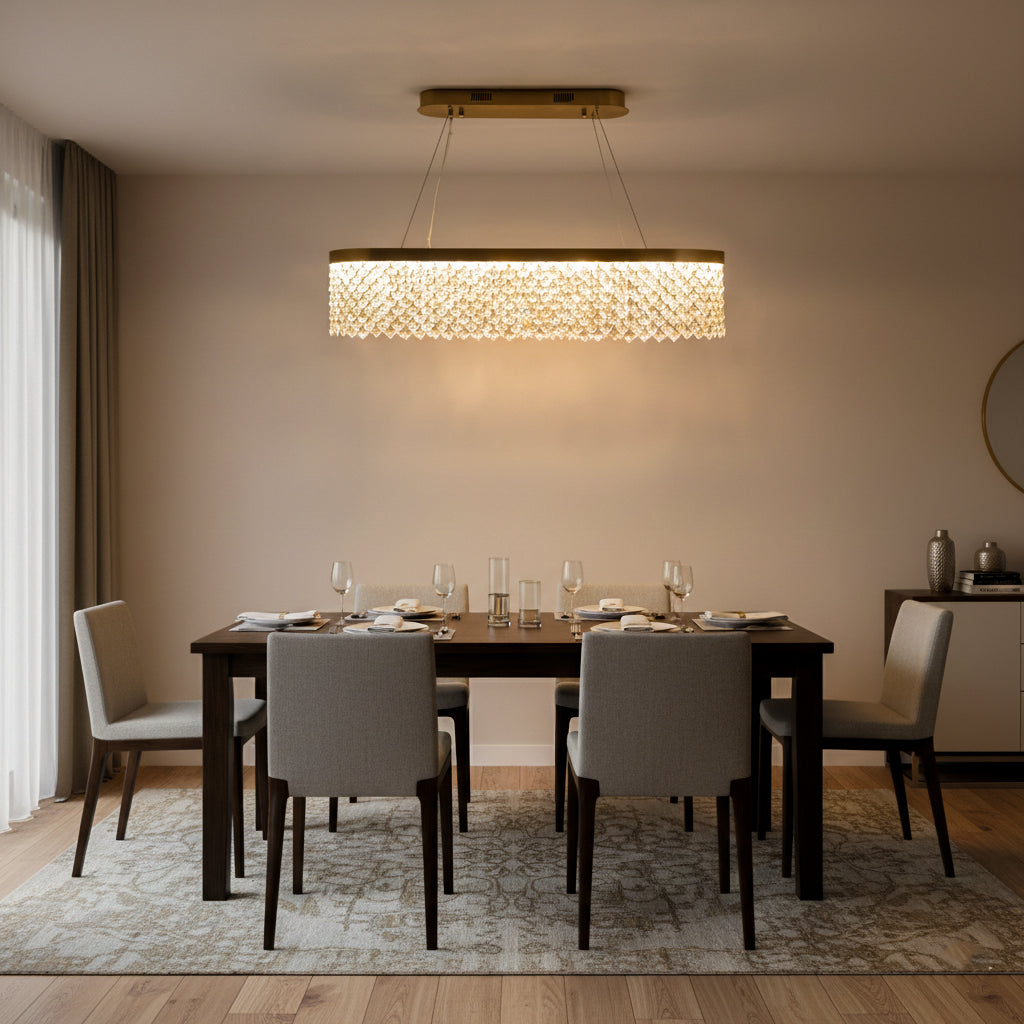 Buy Crystal Lake Long Dimmable Remote LED Chandelier livingroom