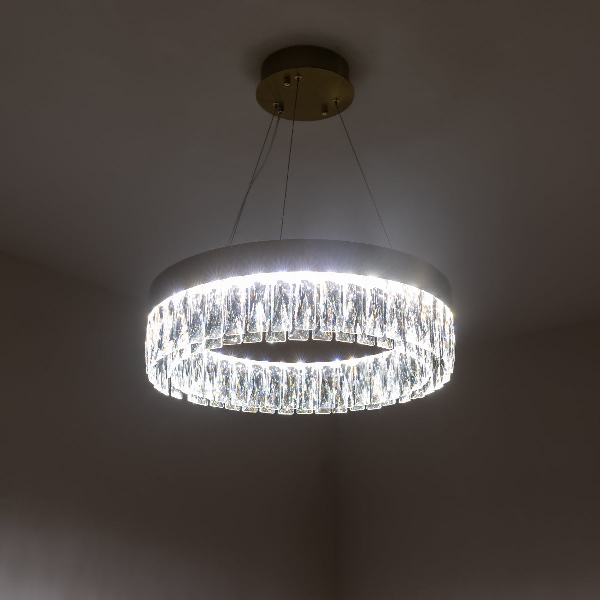 Buy Crystal Ring 500mm Dimmable Remote LED Chandelier bangalore home