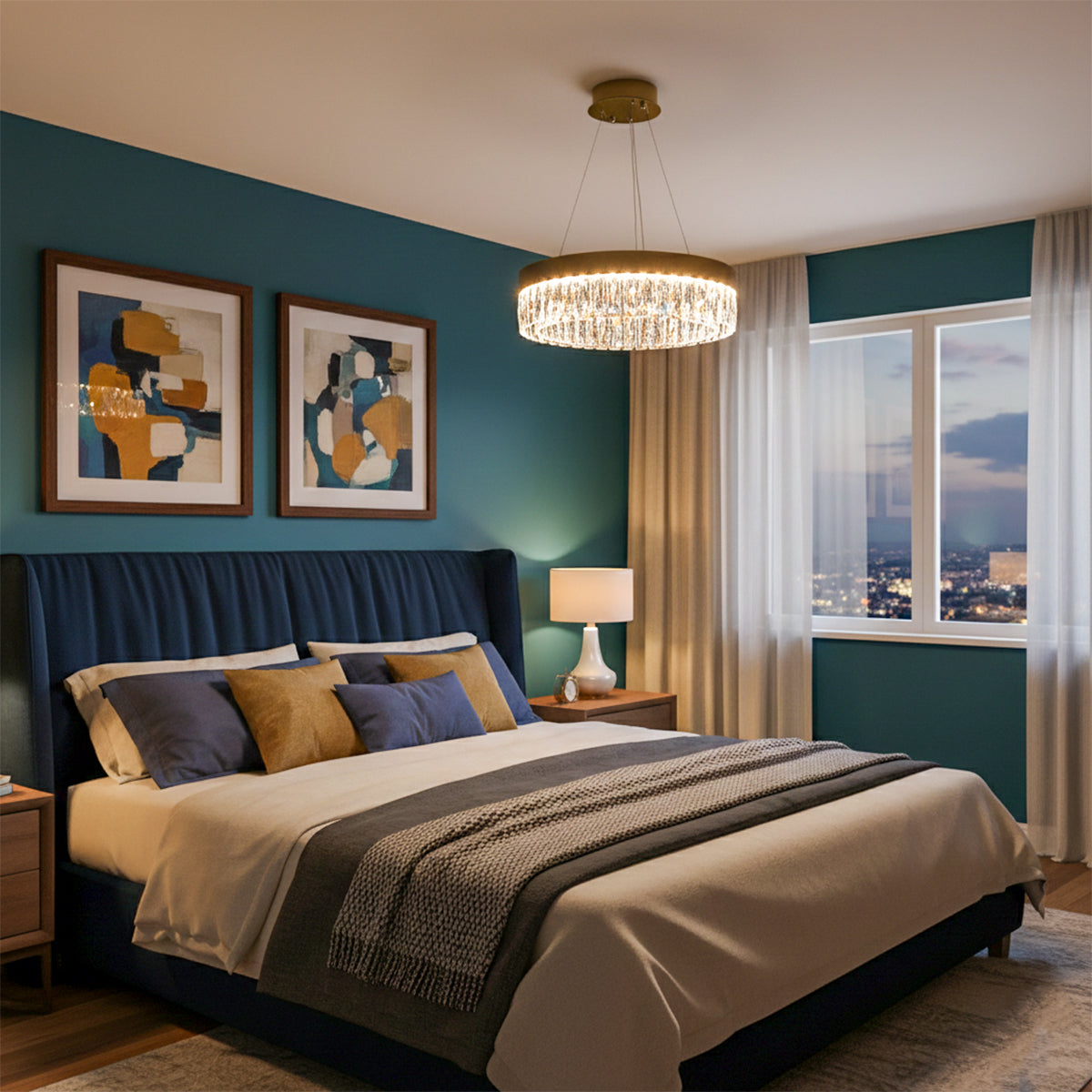 Buy Crystal Ring 500mm Dimmable Remote LED Chandelier bedroom