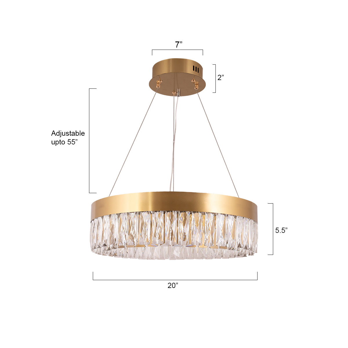 Buy Crystal Ring 500mm Dimmable Remote LED Chandelier size