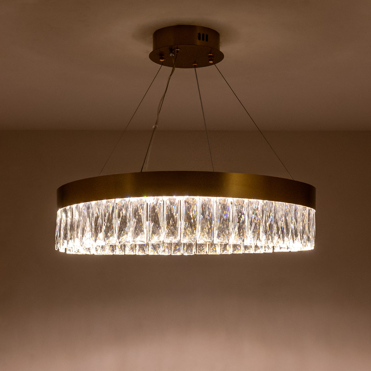 Buy Crystal Ring 600mm Dimmable Remote LED Chandelier bangalore home