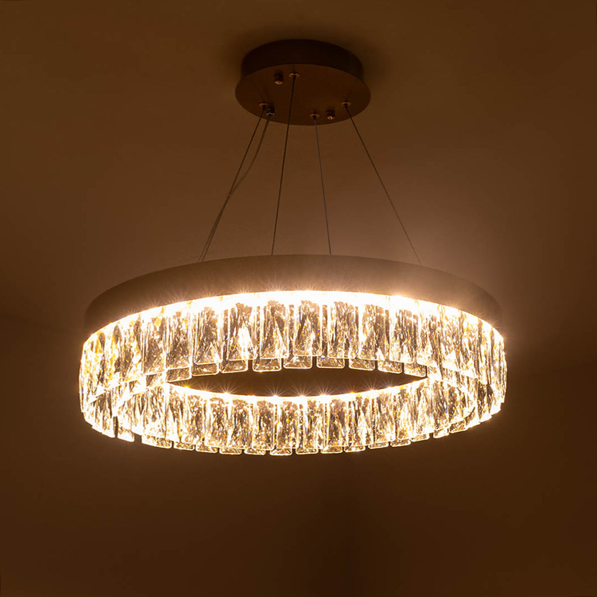 Buy Crystal Ring 600mm Dimmable Remote LED Chandelier home online