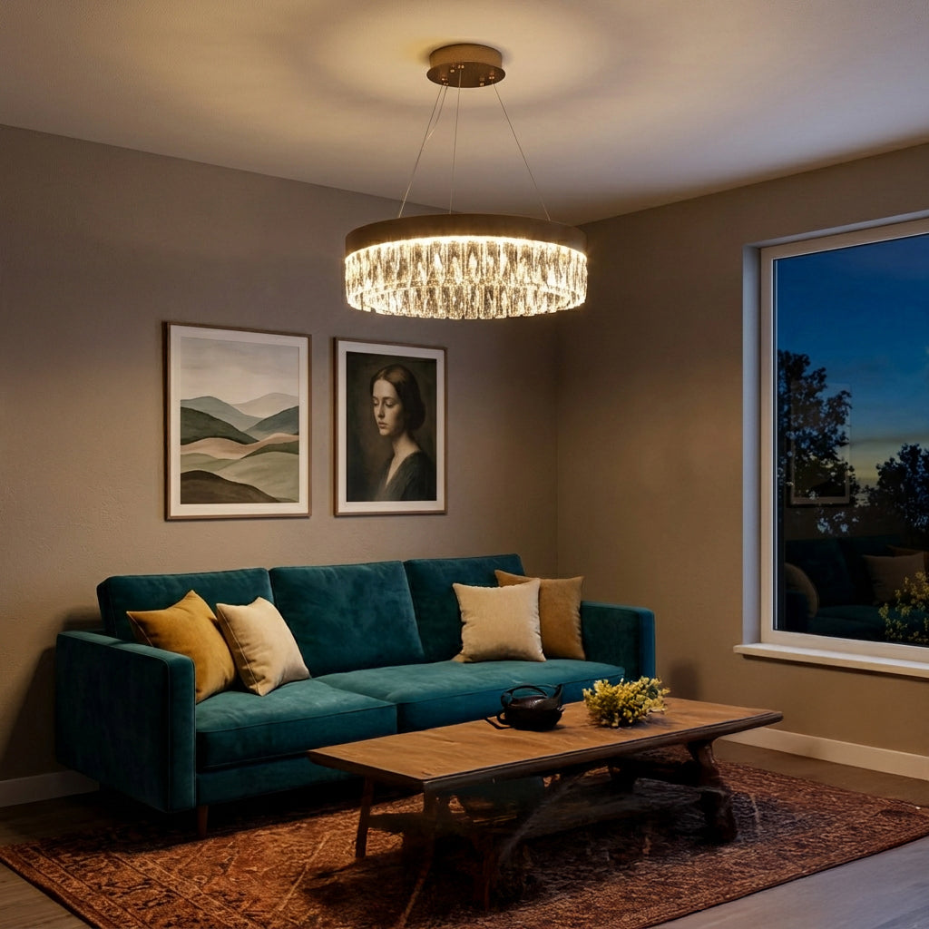 Buy Crystal Ring 600mm Dimmable Remote LED Chandelier livingroom