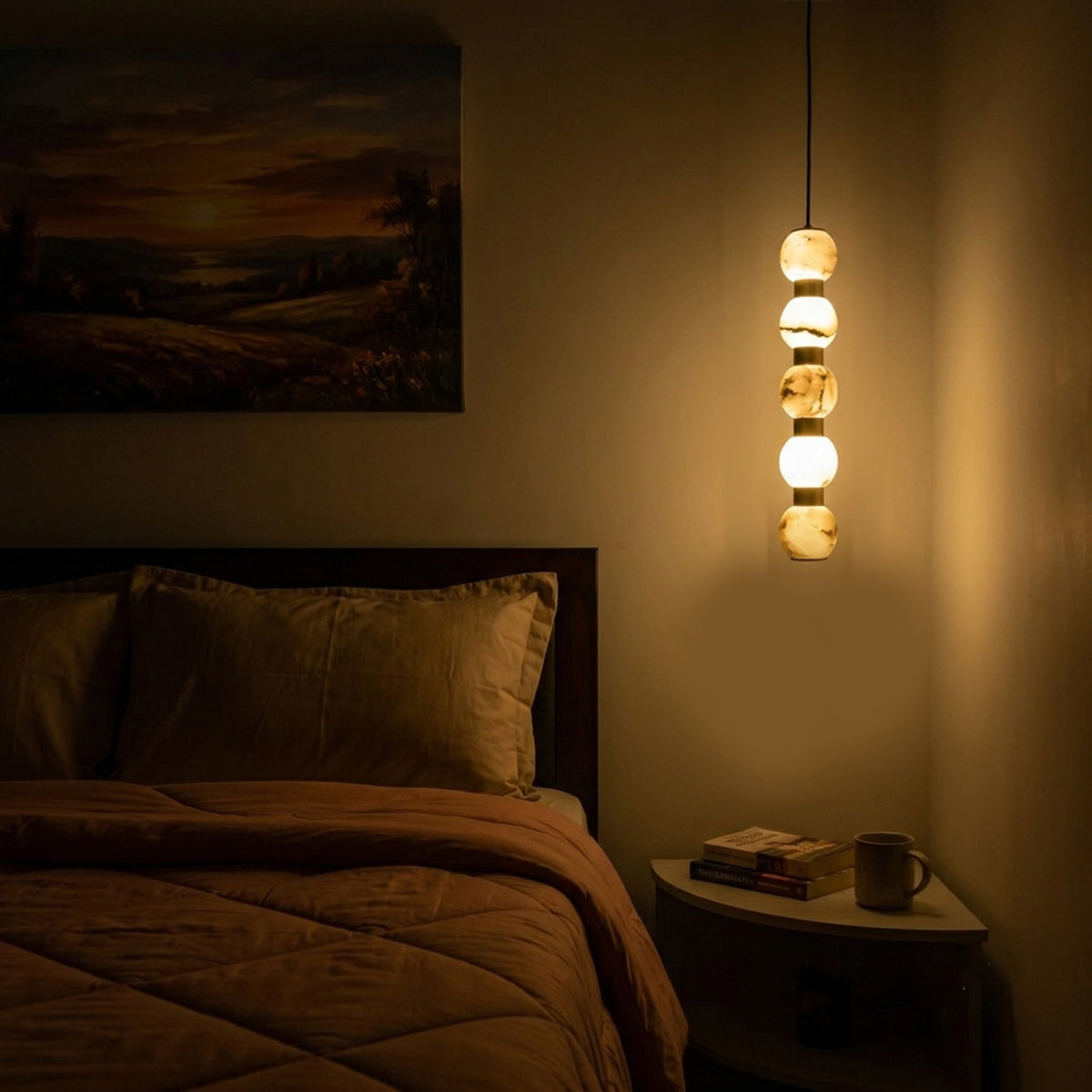 Buy Easy on eyes long marble LED Pendant light livingroom