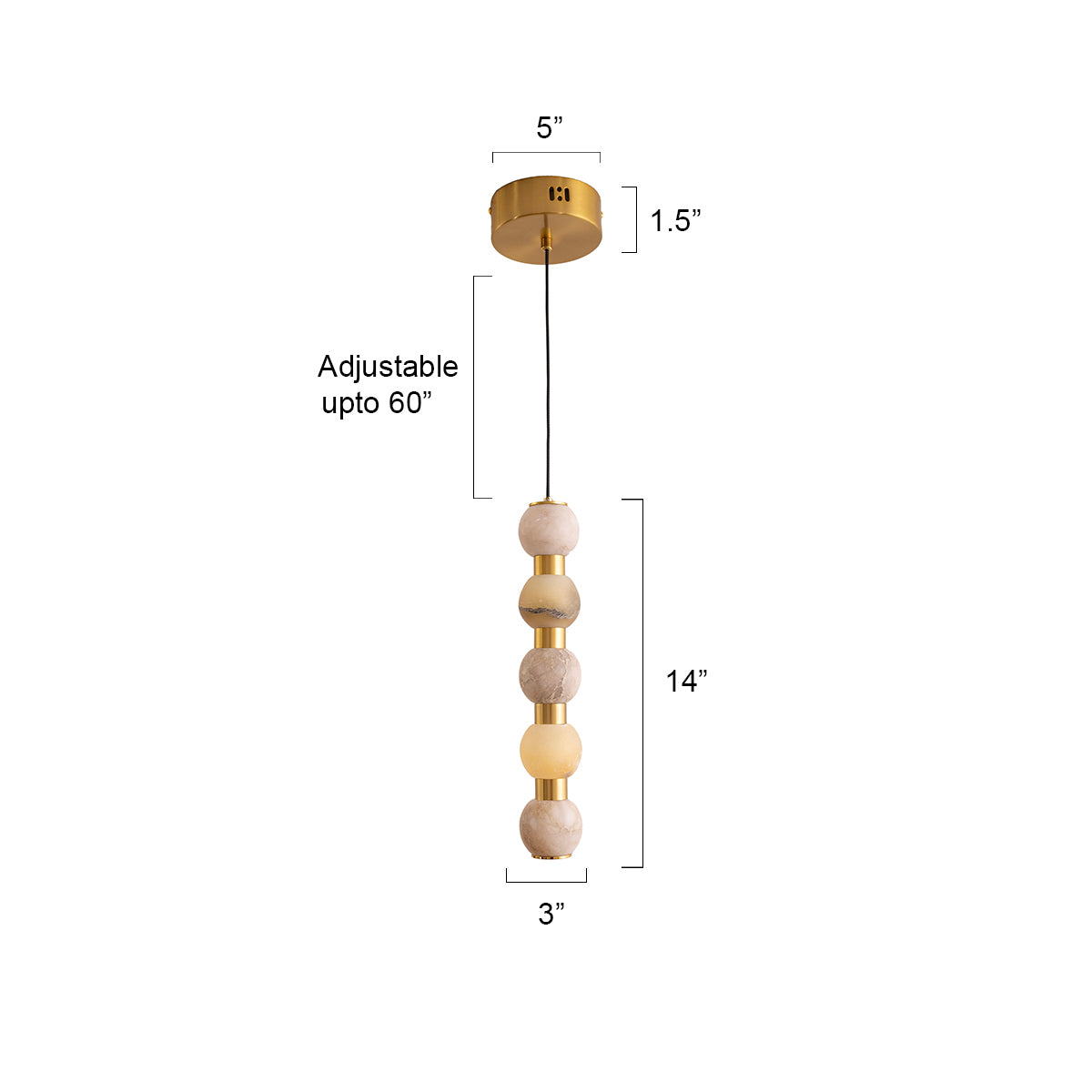 Buy Easy on eyes long marble LED Pendant light size