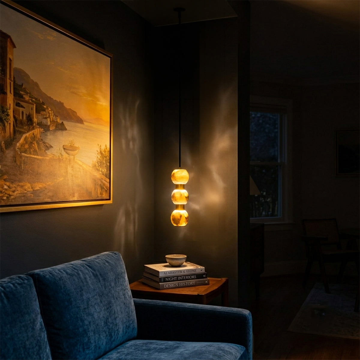 Buy Easy on eyes sleek marble LED Pendant light bedroom 