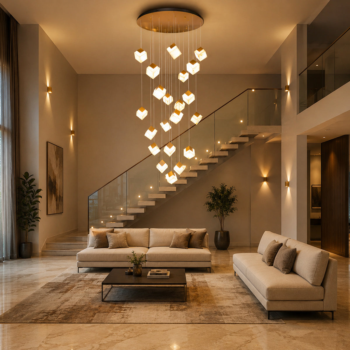 Buy Europa Marble LED Double Height Chandelier living room