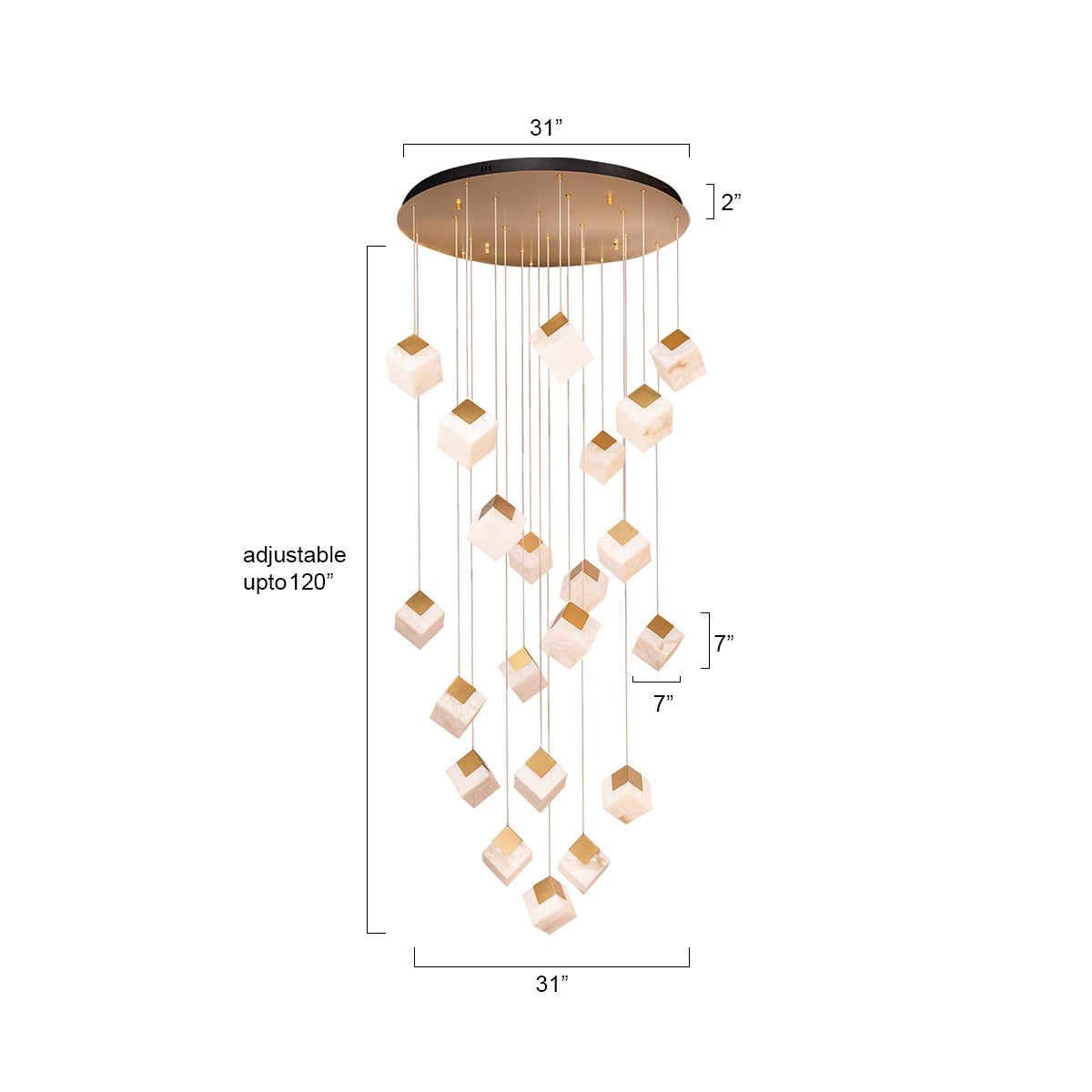 Buy Europa Marble LED Double Height Chandelier size