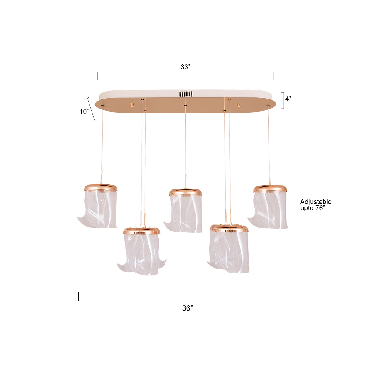 Buy Floating Veils 3 Colour LED Chandelier size