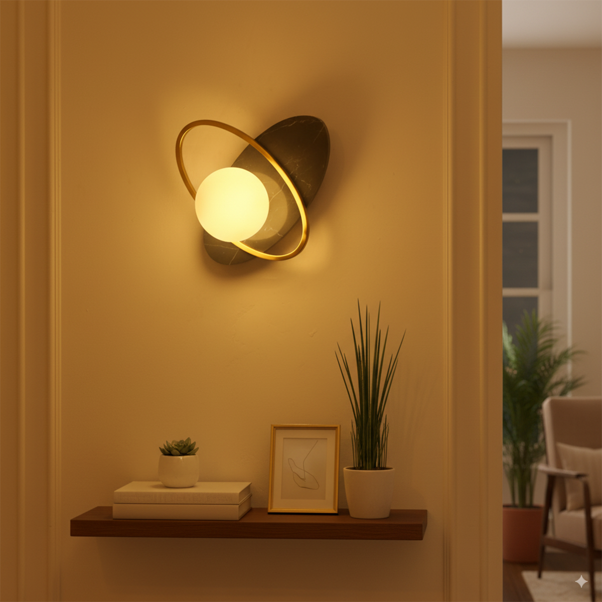 Buy Fun Loving Black Marble LED Wall Light Bedroom
