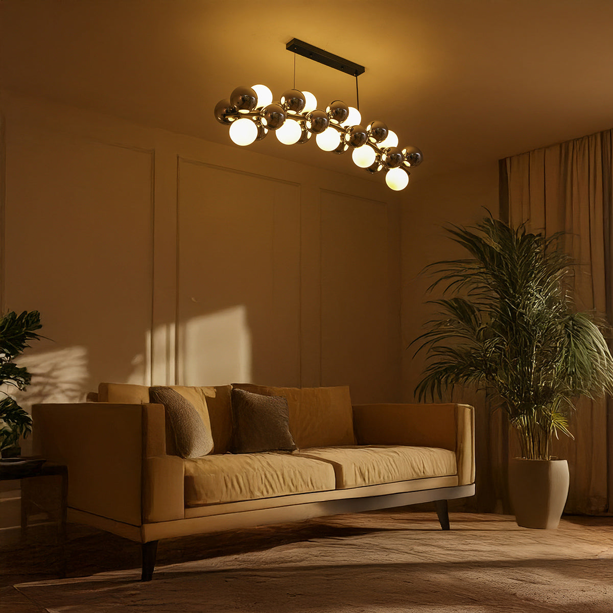 Gentle Sun Long LED Chandelier for Modern Dining | Light & Living