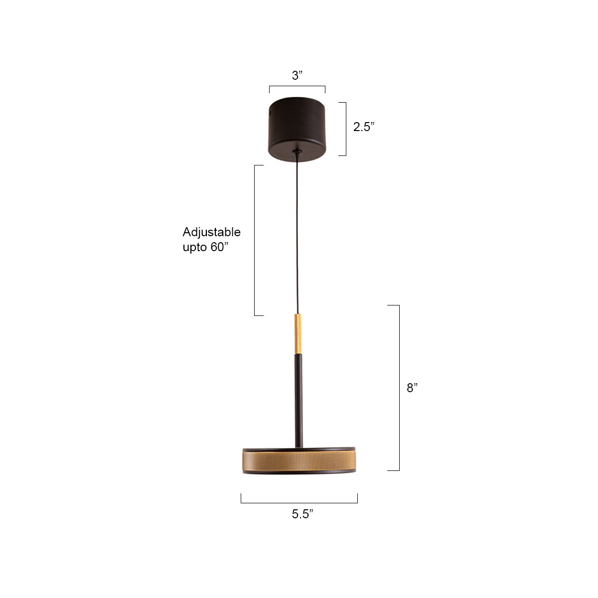 Buy Glorious Day Black Gold LED Pendant Light size