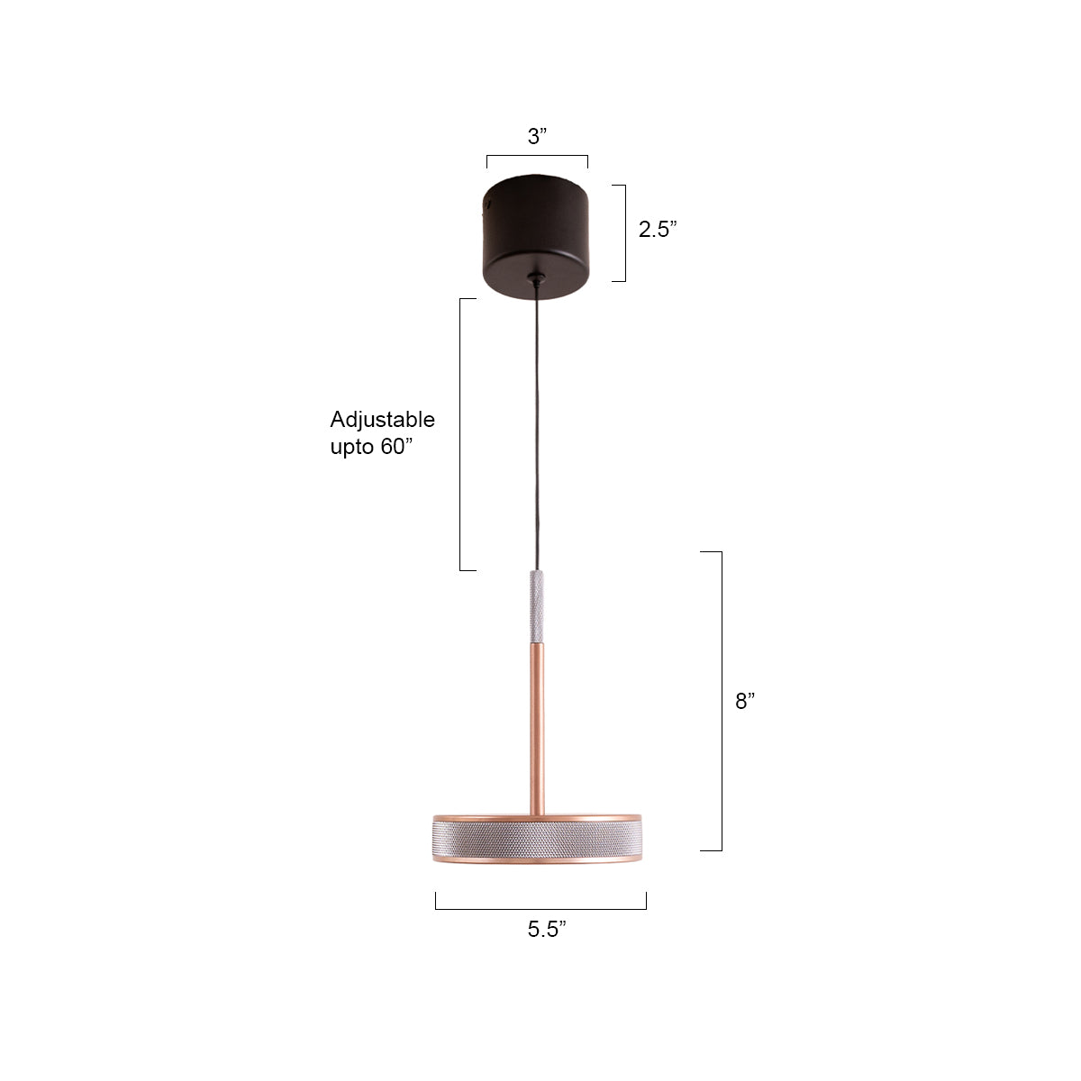 Buy Glorious Day Copper LED Pendant Light size