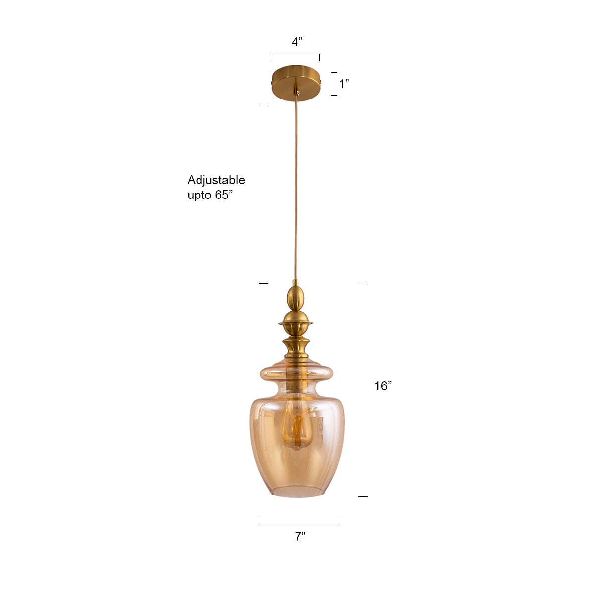 Buy Golden Era Amber Pendant Light size