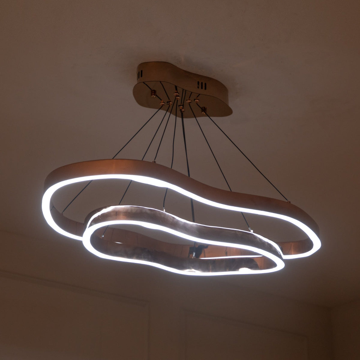 Buy Grandeur Double Ring Smart (Dimmable &amp; Remote) LED Chandelier Living