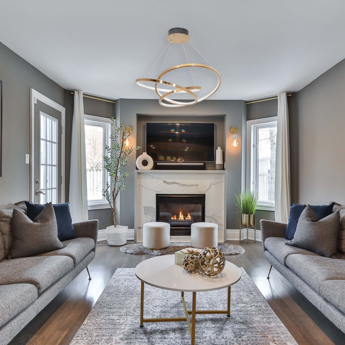 Buy Honour Gold Smart (Dimmable &amp; Remote) LED Chandelier Living