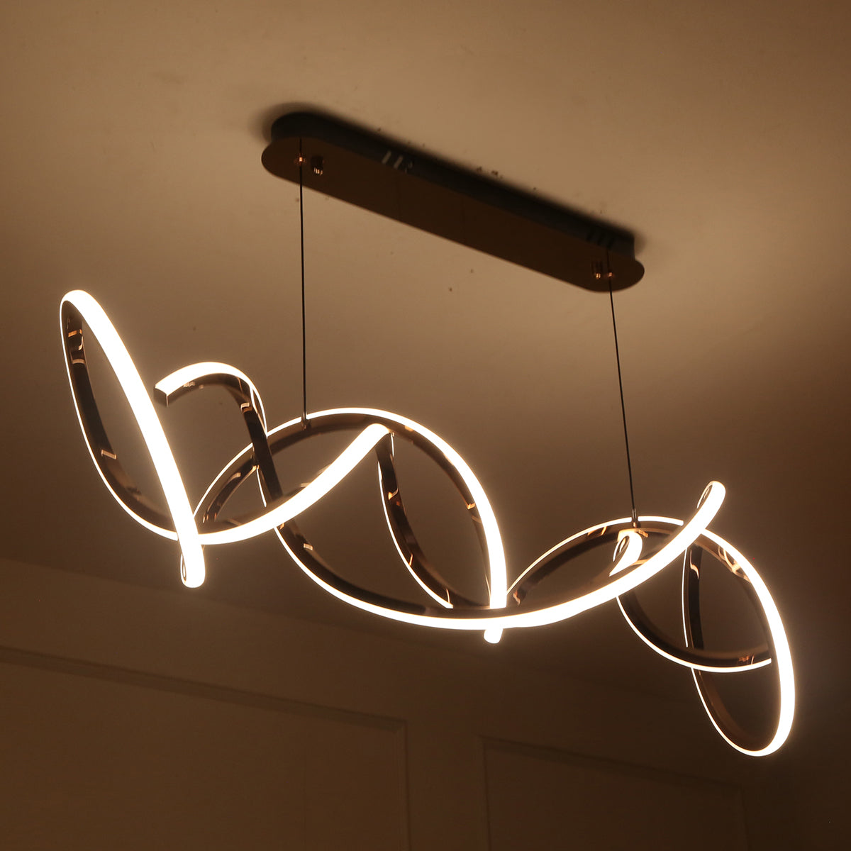 Buy LUX Rose Gold Smart ( Dimmable & Remote) LED Chandelier Living Room