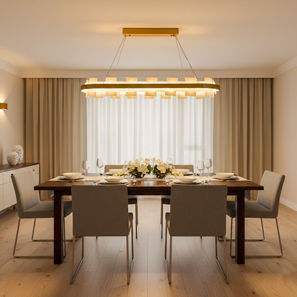 Buy Marble Bloom Long LED Chandelier diningroom 