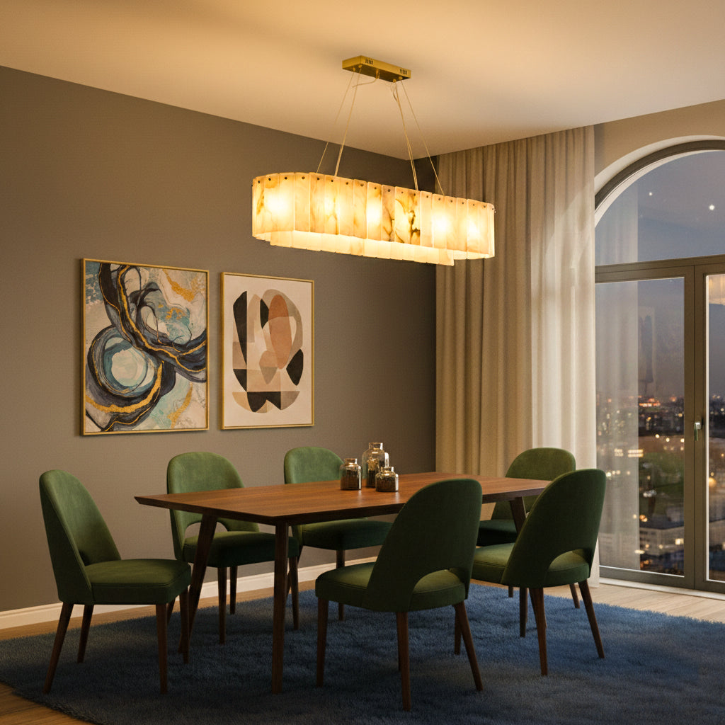 Buy Marble Cascade Long LED Chandelier Dining Room