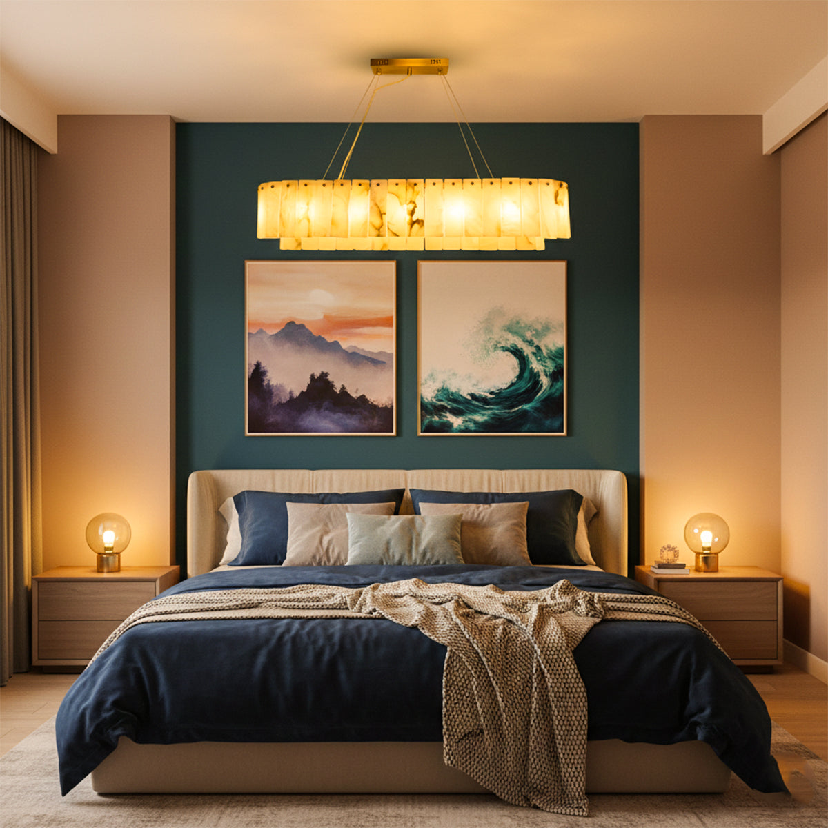 Buy Marble Cascade Long LED Chandelier Living Room