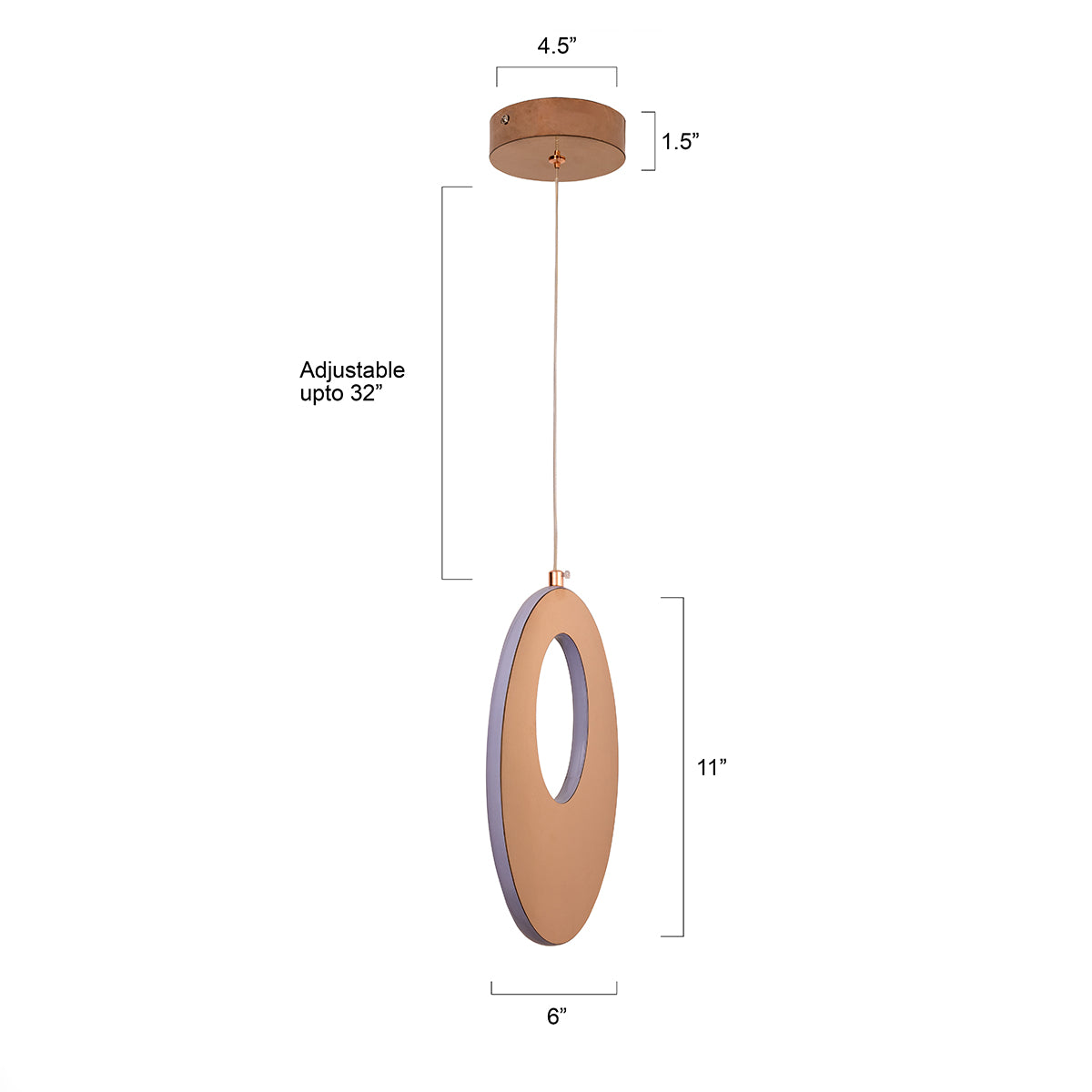 Buy Nolan Rose Gold LED Pendant Light size