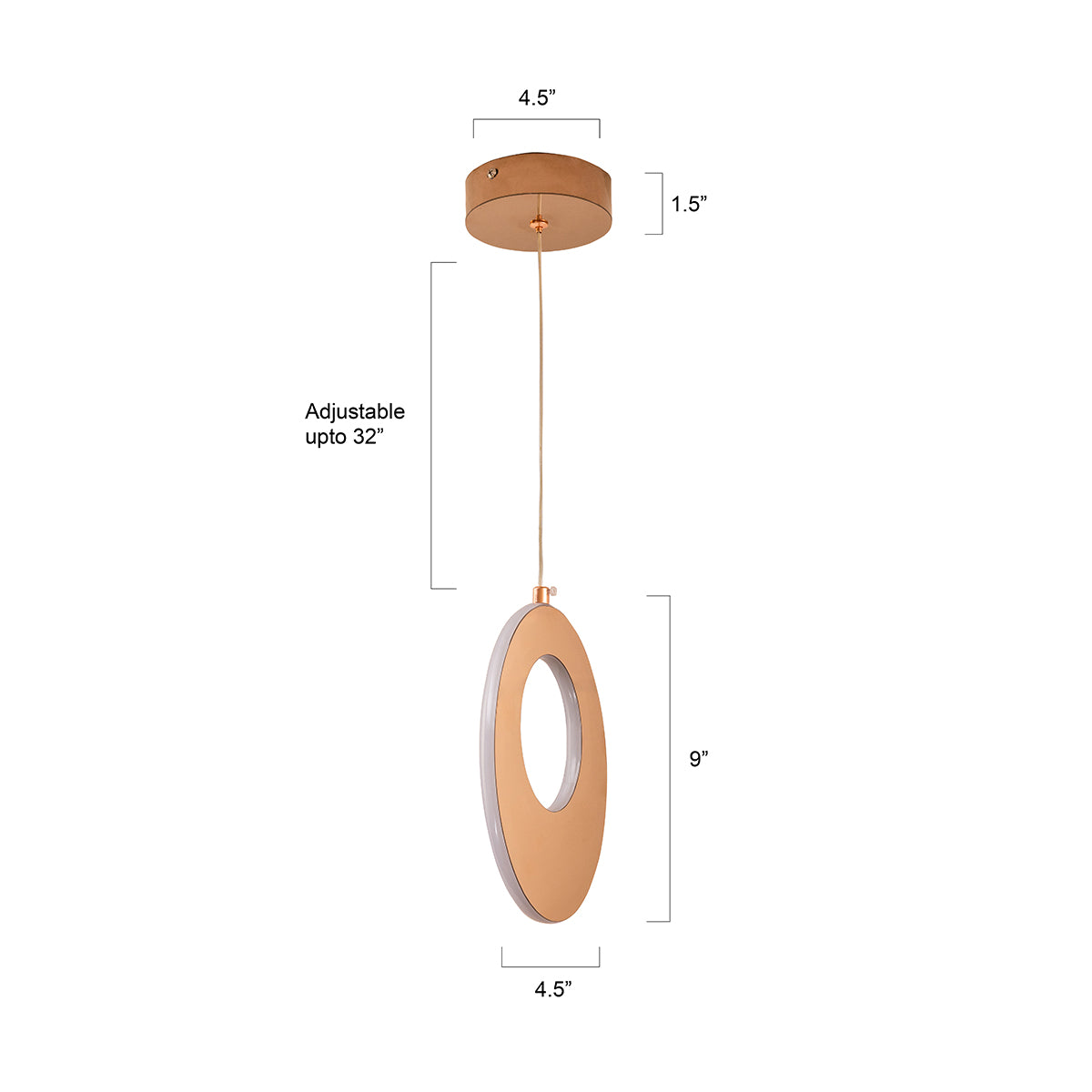 Buy Nolan Rose Gold Small LED Pendant Light size