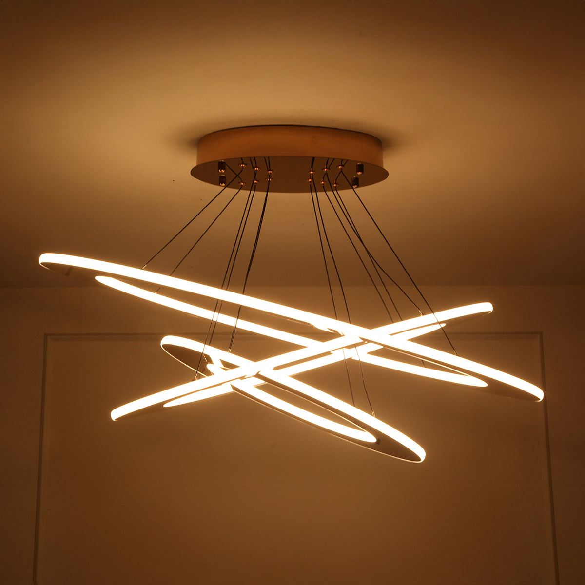 Buy Oval Story Large Smart ( Dimmable &amp; Remote) LED Chandelier Dining Room