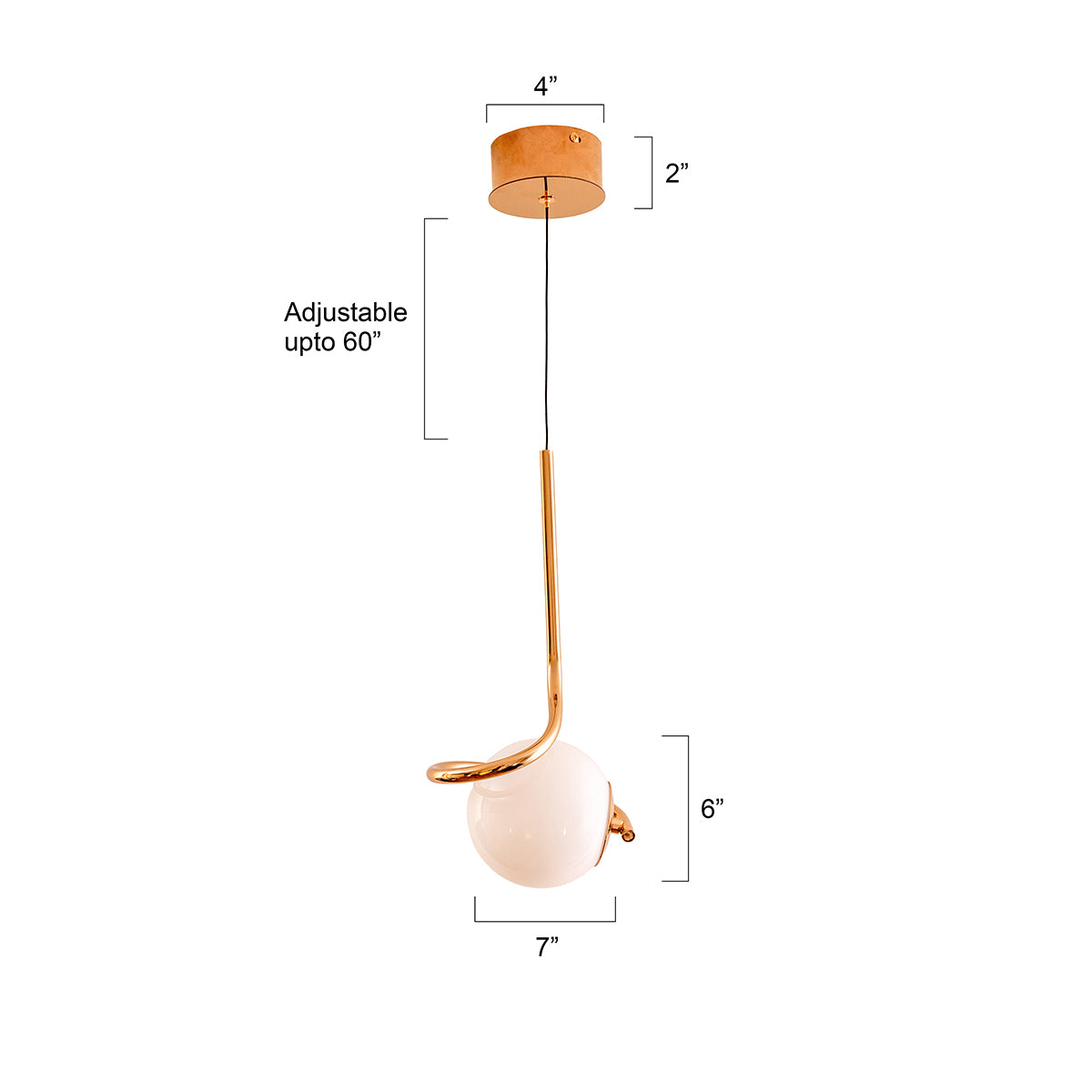 Buy Paris Rose gold LED Pendant Light size