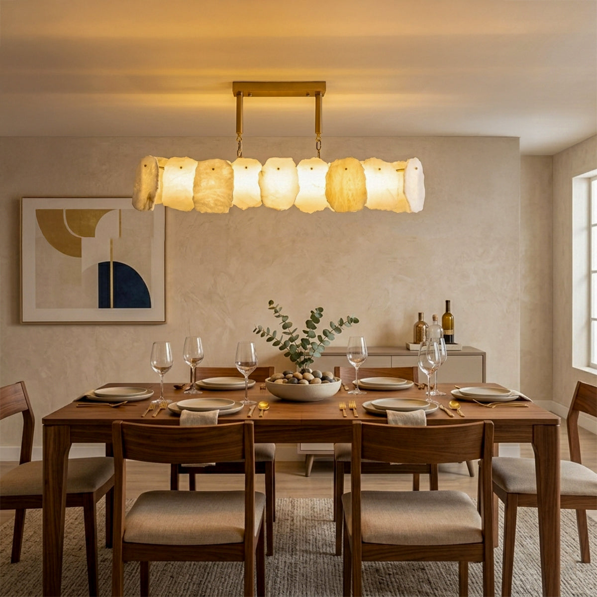 Buy Scenic Marble Long LED Chandelier diningroom