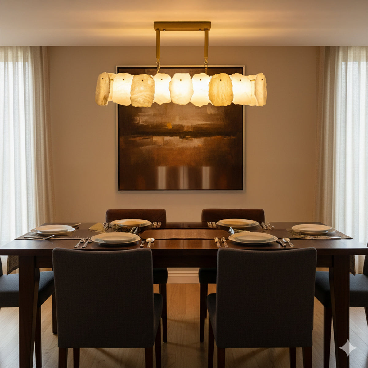 Buy Scenic Marble Long LED Chandelier livingroom